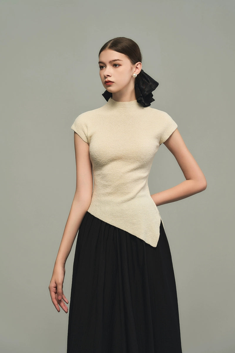 3-Color Irregular Hem Knit Shirt