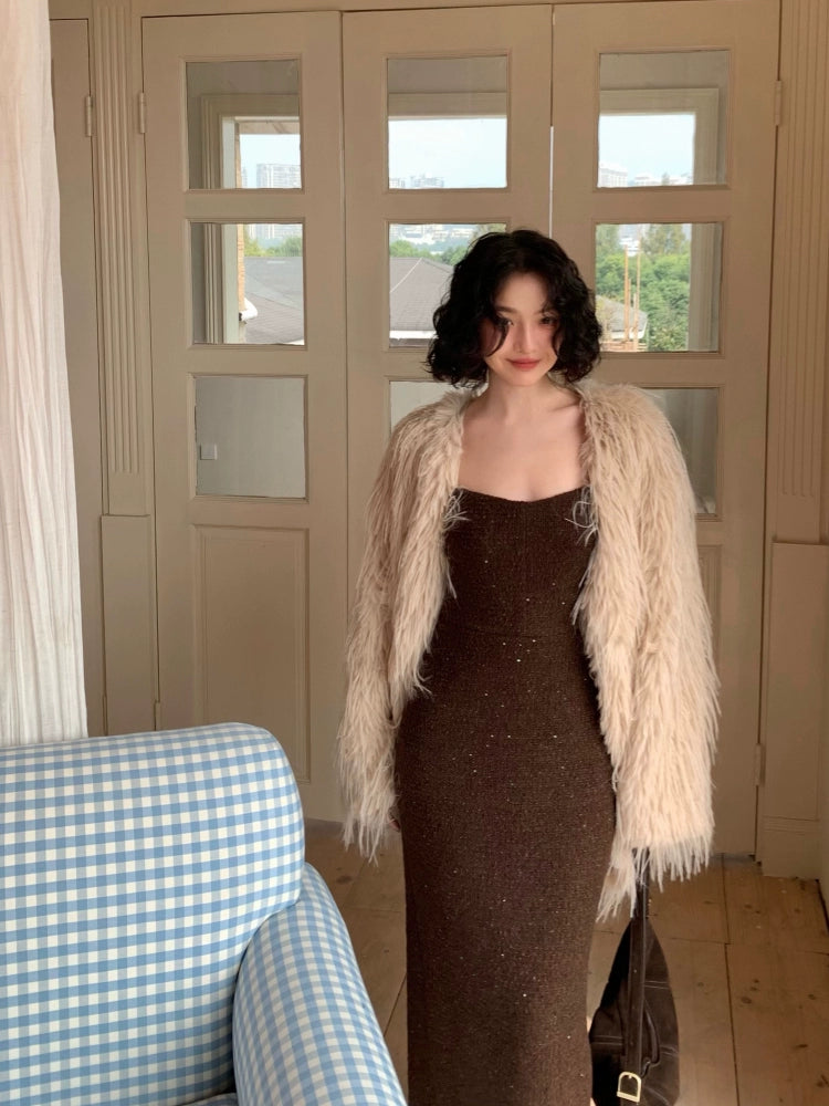 Retro Plush Faux Fur Jacket (Hong Kong Style)