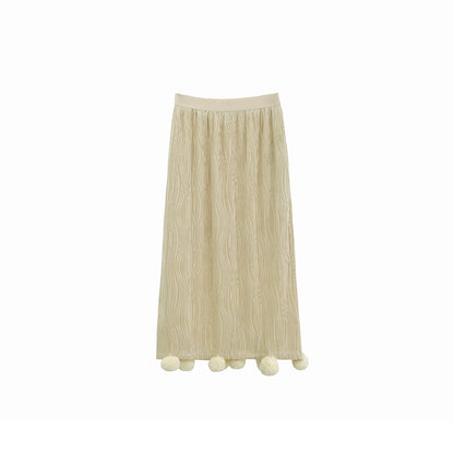 3D Wool Ball Knit Skirt