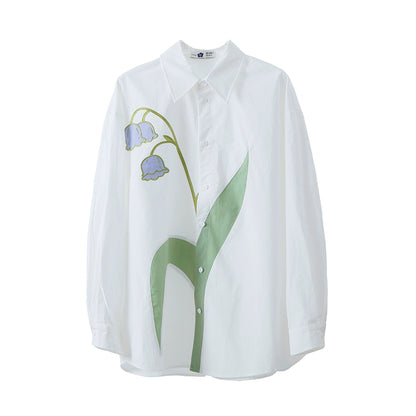 Ear UARE Embroidered Cotton Autumn Shirt