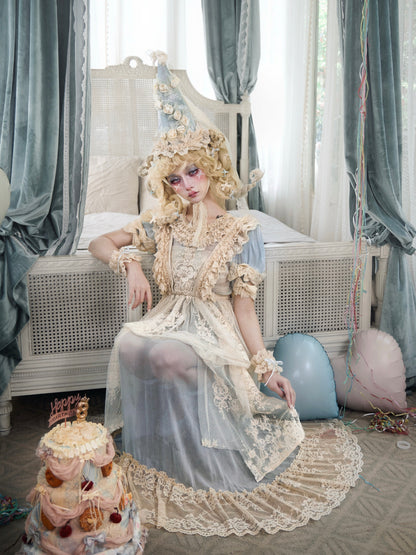 Cream Lace Rococo Apron | Vintage French Doll Accessory