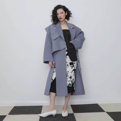 Handmade Double Faced Asymmetric Coat