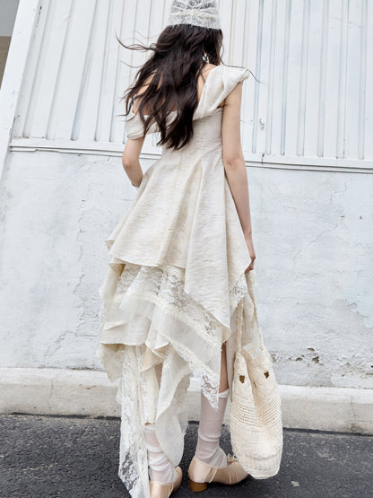 Ballet Fairy Two-Piece Dress | Sculptural Knot Collar Dress