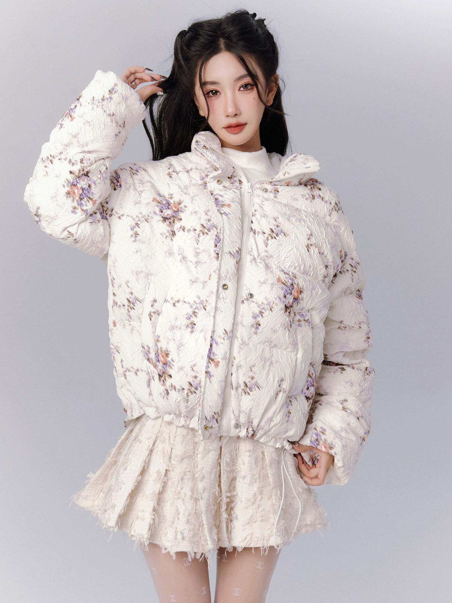 Winter Letter Grey Thickened Warmth Coat