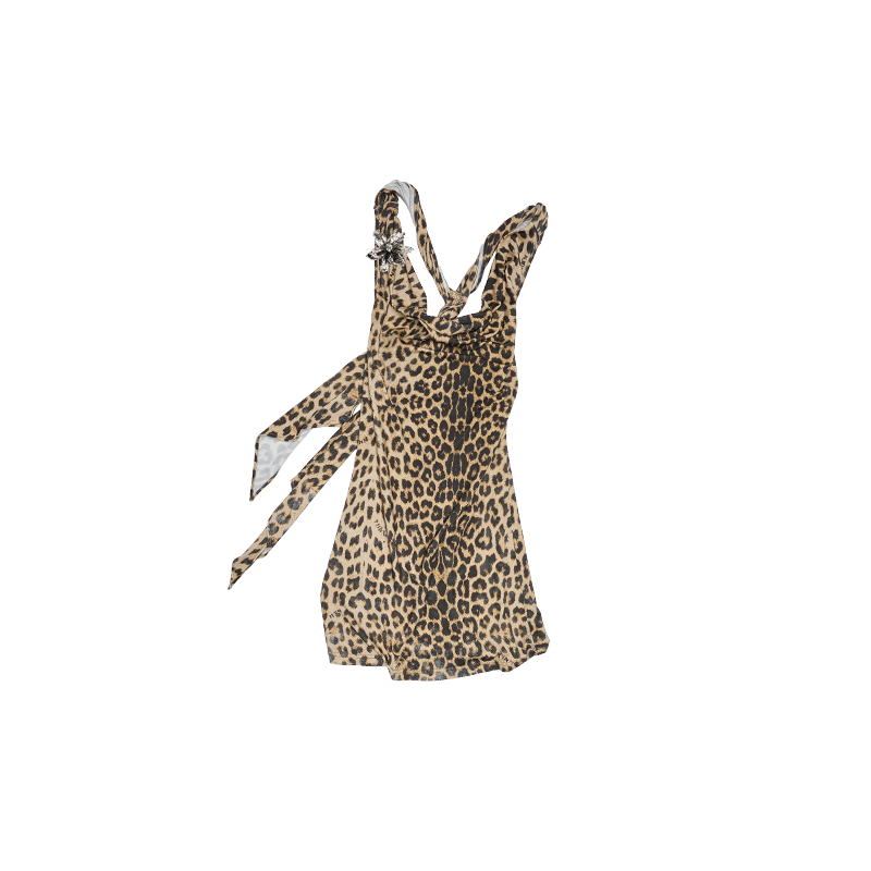 Resort Swing Neck Vest – Twisted Back Strap Cinched Waist Slim Top