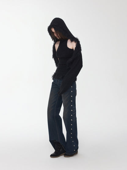 Faux Mink Tassel Knit Vest