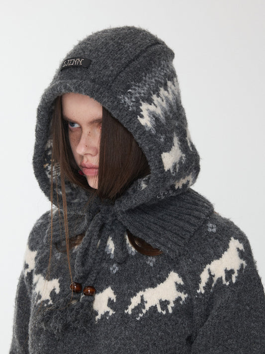 Fair Isle Pony Jacquard Winter Hat