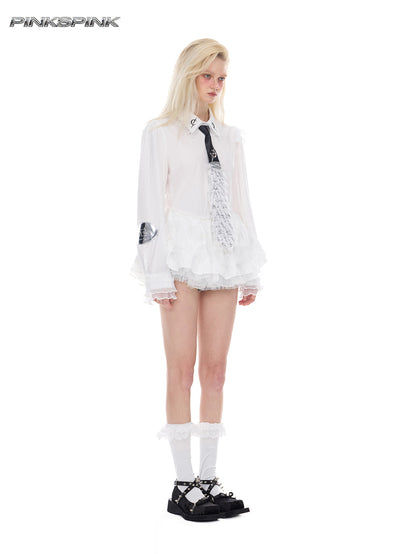 Electric Punk Ballet Lolita Lace Puff Skirt Shirt Set