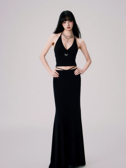 American Babes Strappy Vest & Low-Waist Maxi Skirt Set