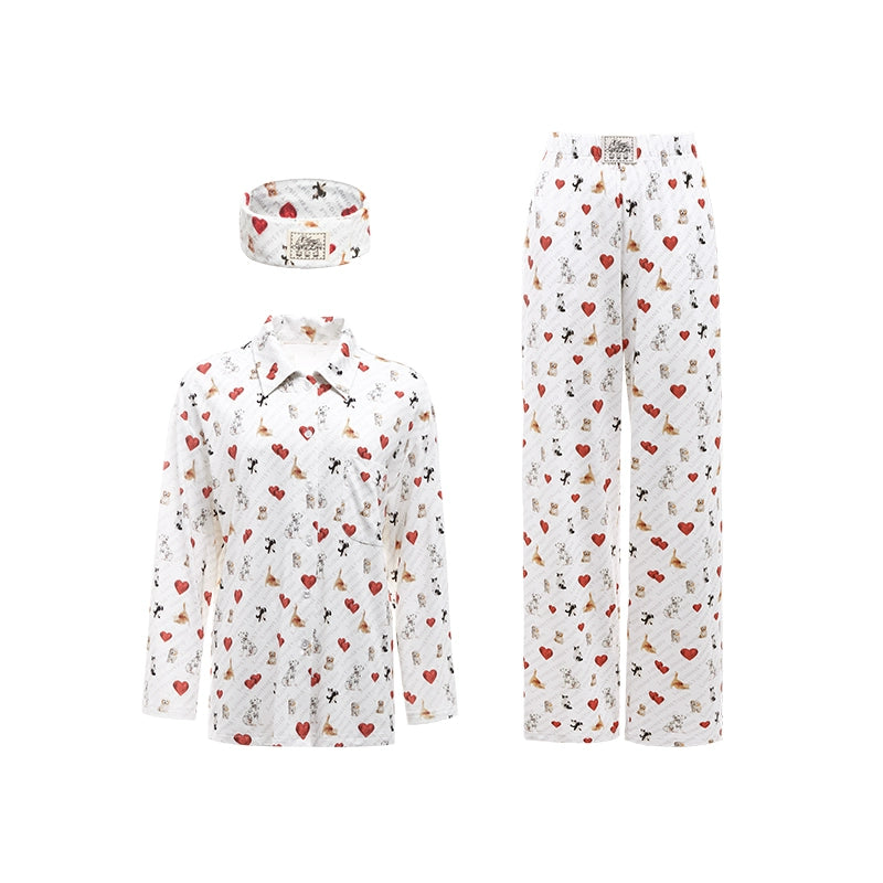 Dog and Cat Print Knit Pajama Set – Adorable Animal Lounge Set