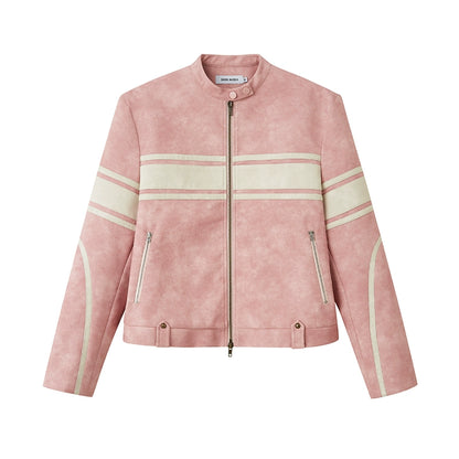 Pink Leather - Contrast Vintage Jacket