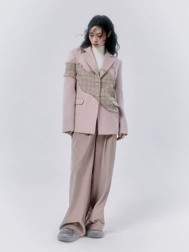 Mist Pink/Gray Corduroy High Waist Wide Leg Pants