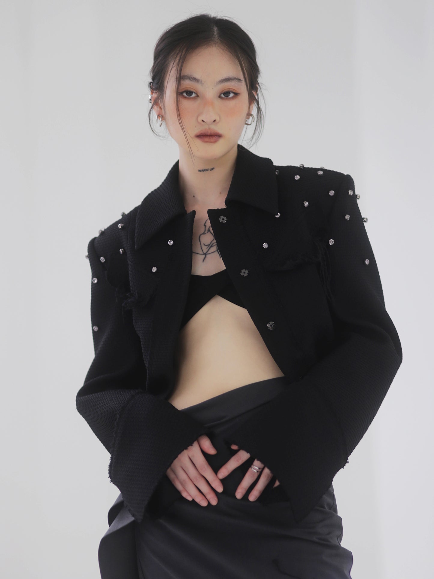 Punk Damaged Tassel Diamond Tassel Short Coat