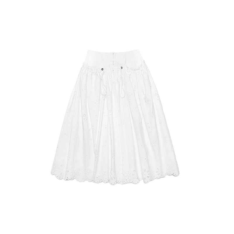 Double Waist Umbrella Skirt Set – Casual White Mini Skirt Outfit