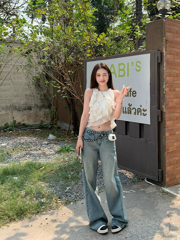 Light-Colored Wide-Leg Jeans - Pear-Shaped Loose Fit Soft Pants for Summer