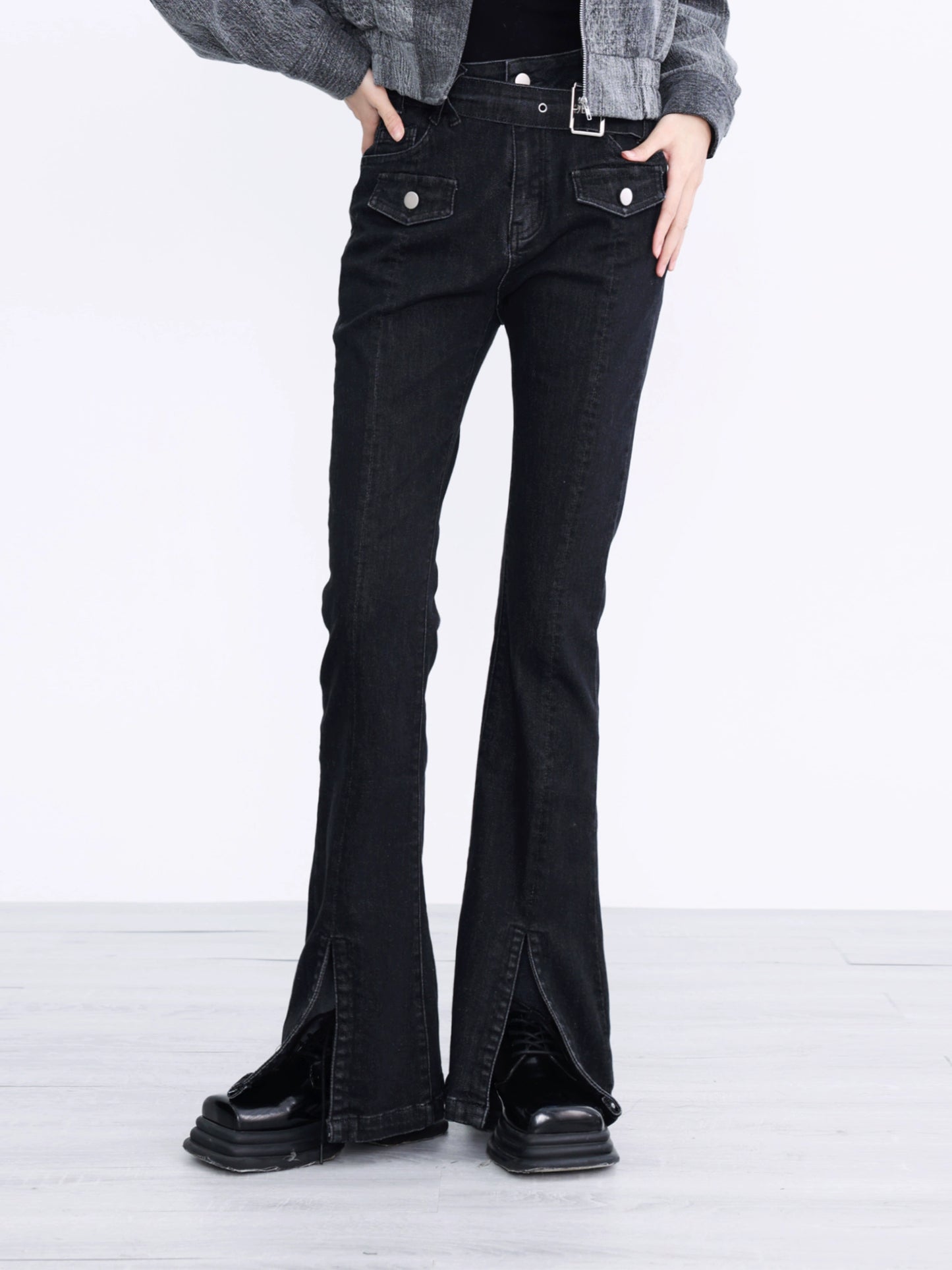 Retro Spicy Girl Open Denim Pants