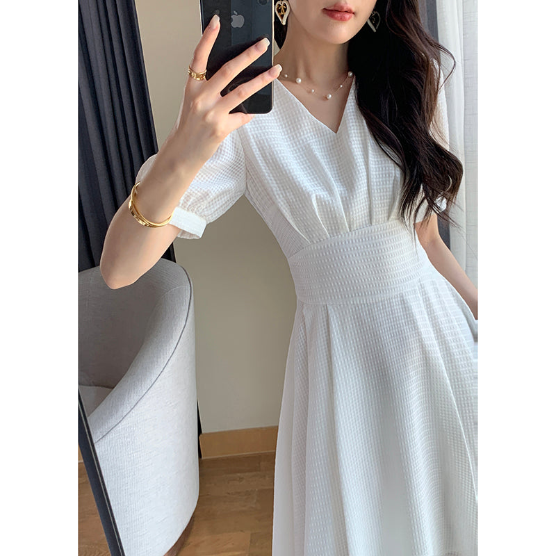 2023 Summer White V-Neck Dress