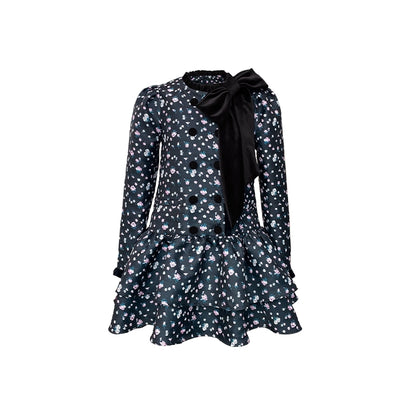 Robe jacquard rose noir