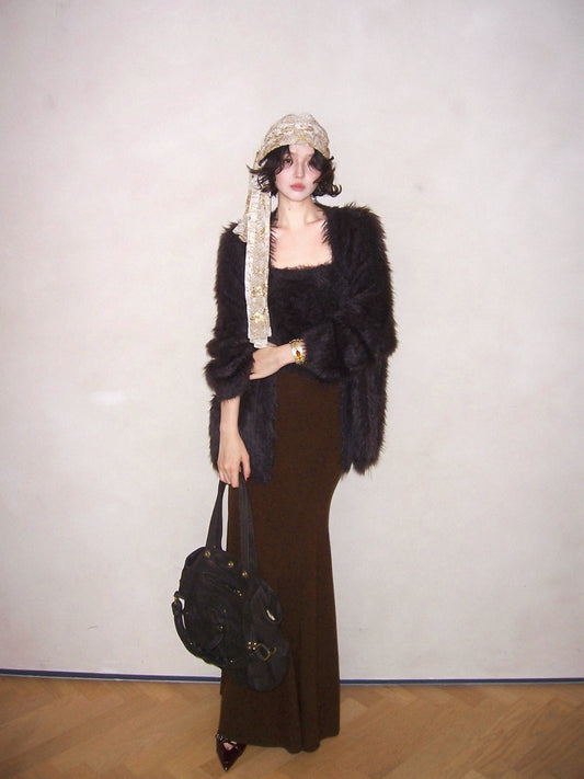 Plush Knit Cardigan Jacket – Hong Kong Retro Autumn/Winter Cozy Fit