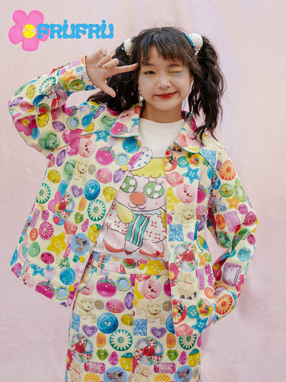Printed Casual Jacket | Cute Childlike Spring Outerwear