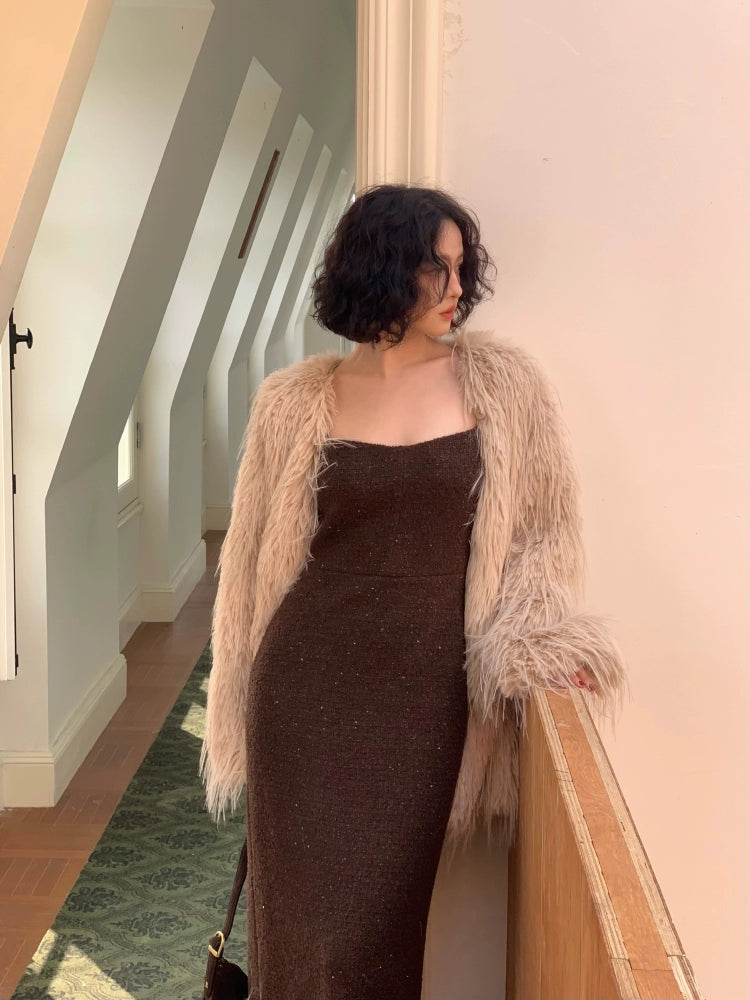 Retro Plush Faux Fur Jacket (Hong Kong Style)