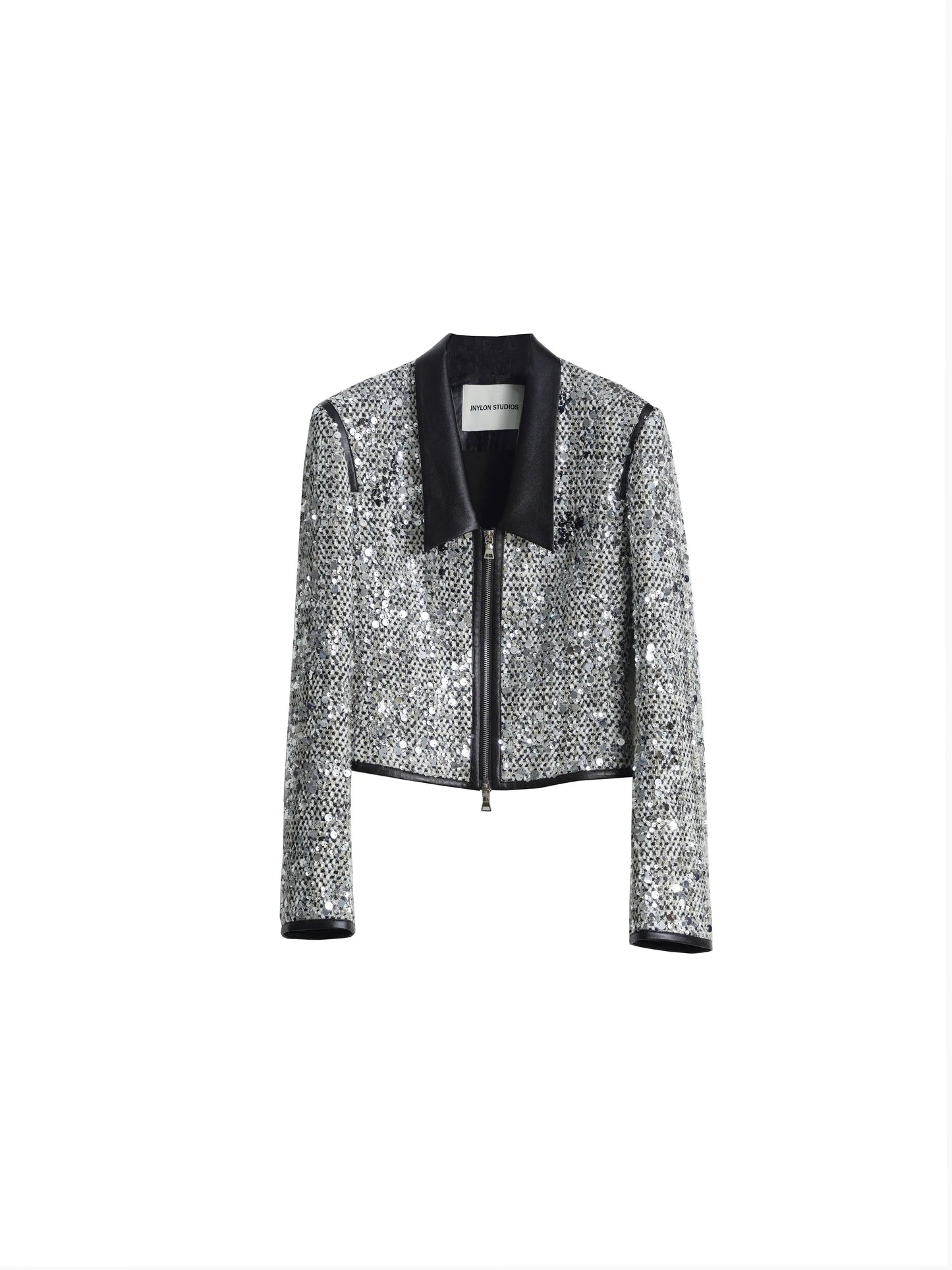 Veste courte à sequins à col bas de style urbain