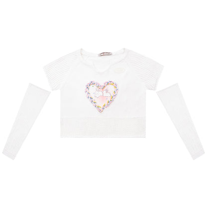 Heart Rabbit Knitted Short Sleeve Top - American Vintage