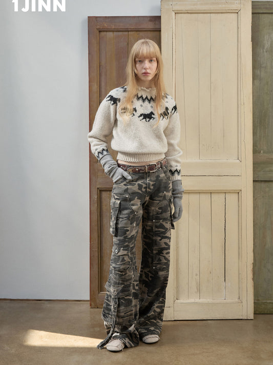 Fair Isle Pony Raglan Knit Sweater