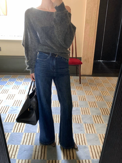 High-Waisted Straight-Leg Stretch Jeans – Hong Kong Retro Autumn Essential