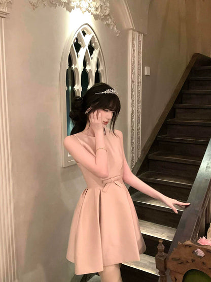 Pink Satin Birthday Dress – Elegant Cinched-Waist Coming-of-Age Gown