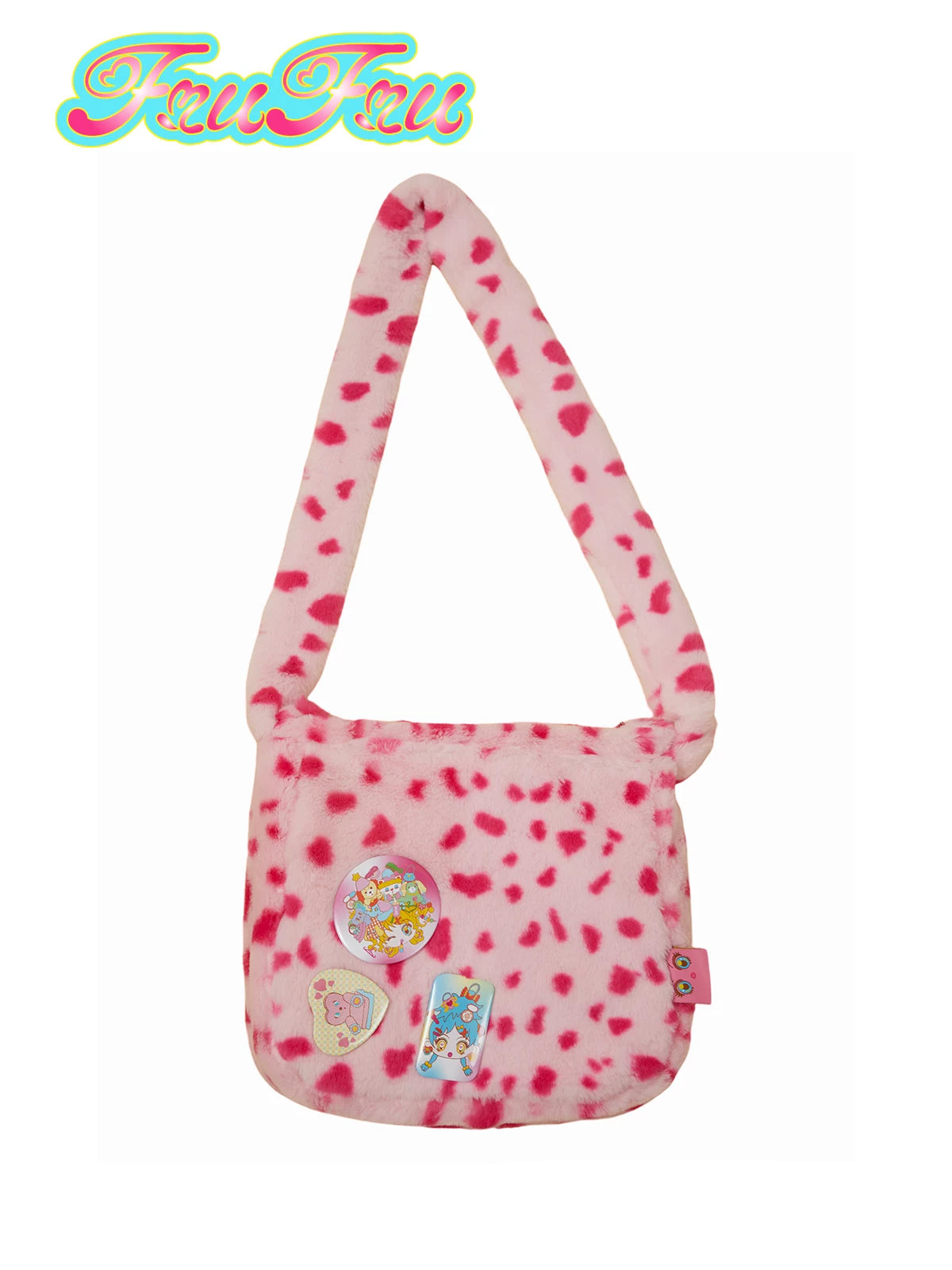 Gollum Store Girls' Room Autumn/Winter Pink Leopard Print Cute Beautiful Girl Crossbody Bag with Brooch