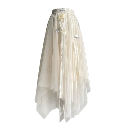 Falda de malla con borlas de diseñador