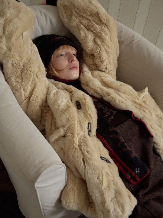 Rabbit Fur Toggle Coat