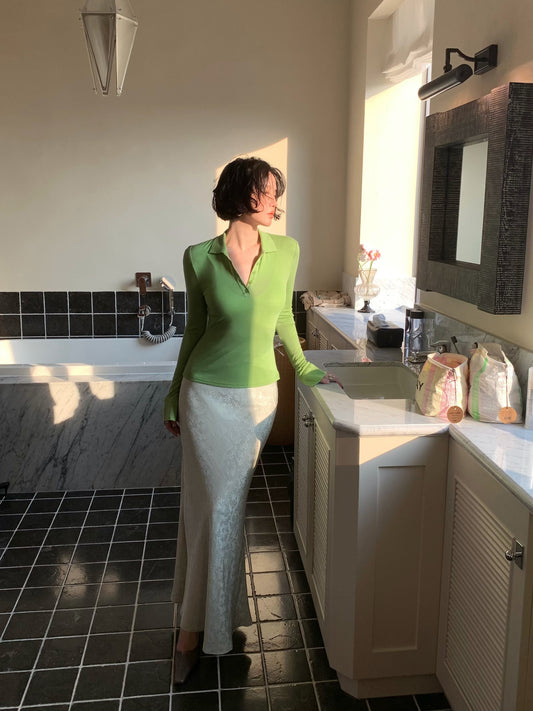 Light Dream Tencel Collared Flare-Sleeve Knit Top – Hong Kong Retro Autumn