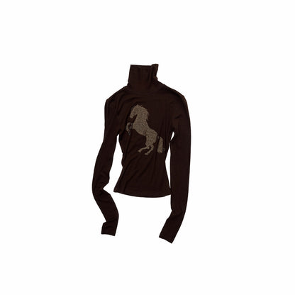 Rhinestone Mock-Neck Knit Top