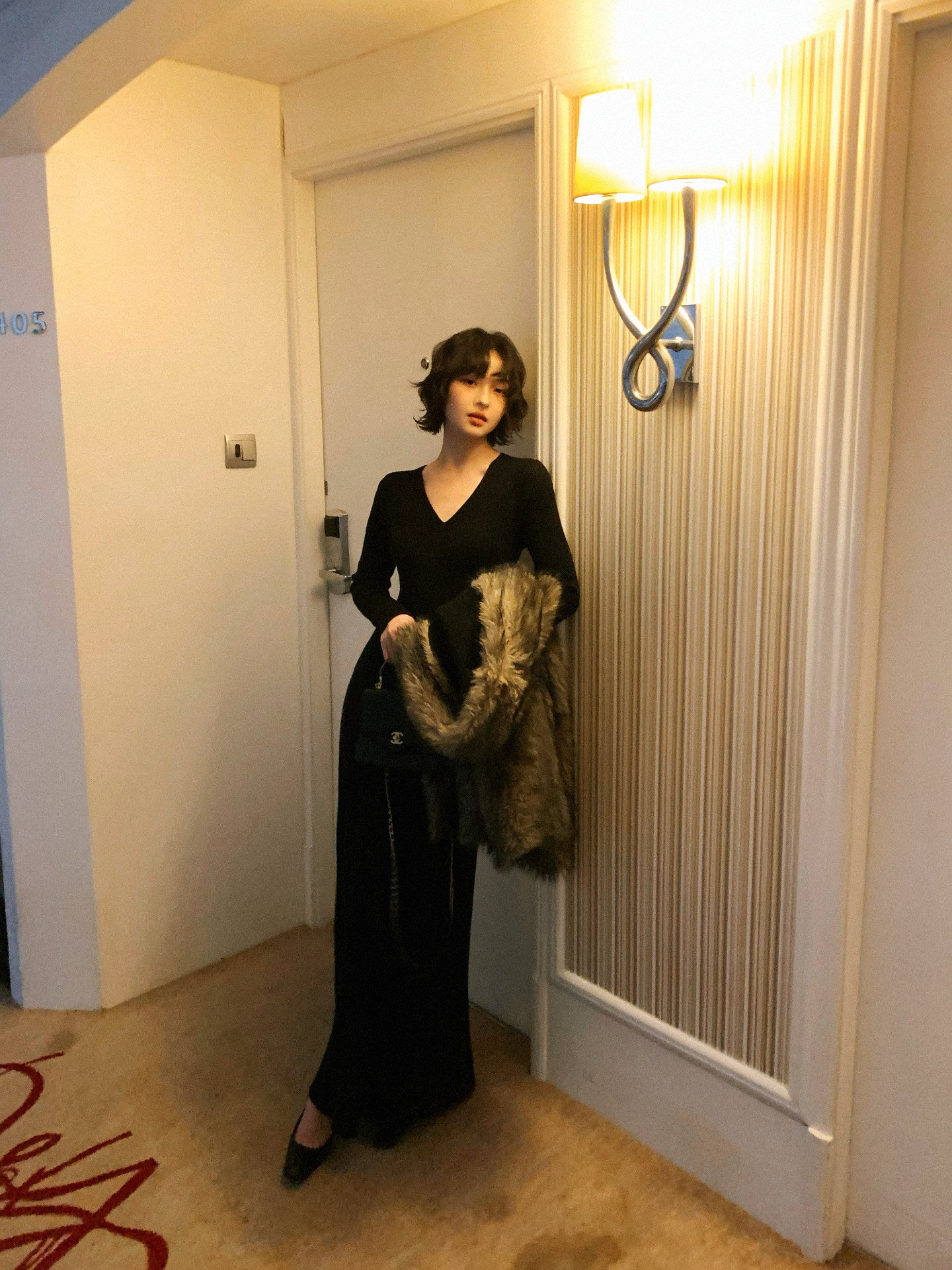 V-Neck Knit Maxi Dress