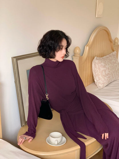 High Neck Lace-Up Long Dress (Terracotta, Spring 2025)