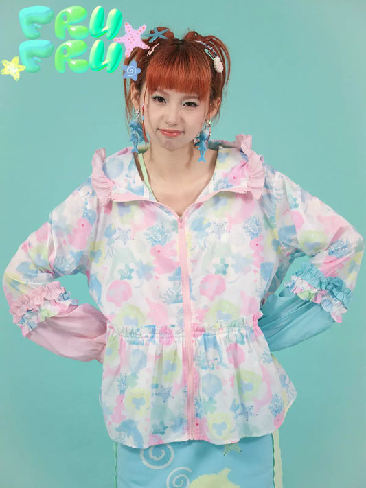 Gulu Store Original Summer Y2K Cartoon Print Cute Childlike Lightweight Sun Protection UV Jacket