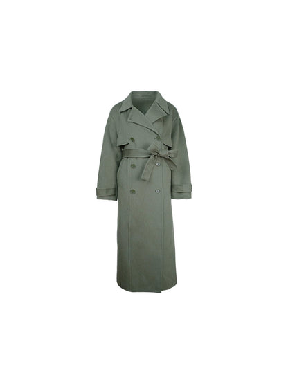 Long Double-Sided Wool Coat – Sleek Belted Design