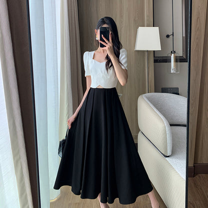 Slim Fit Drop Waist Long Skirt