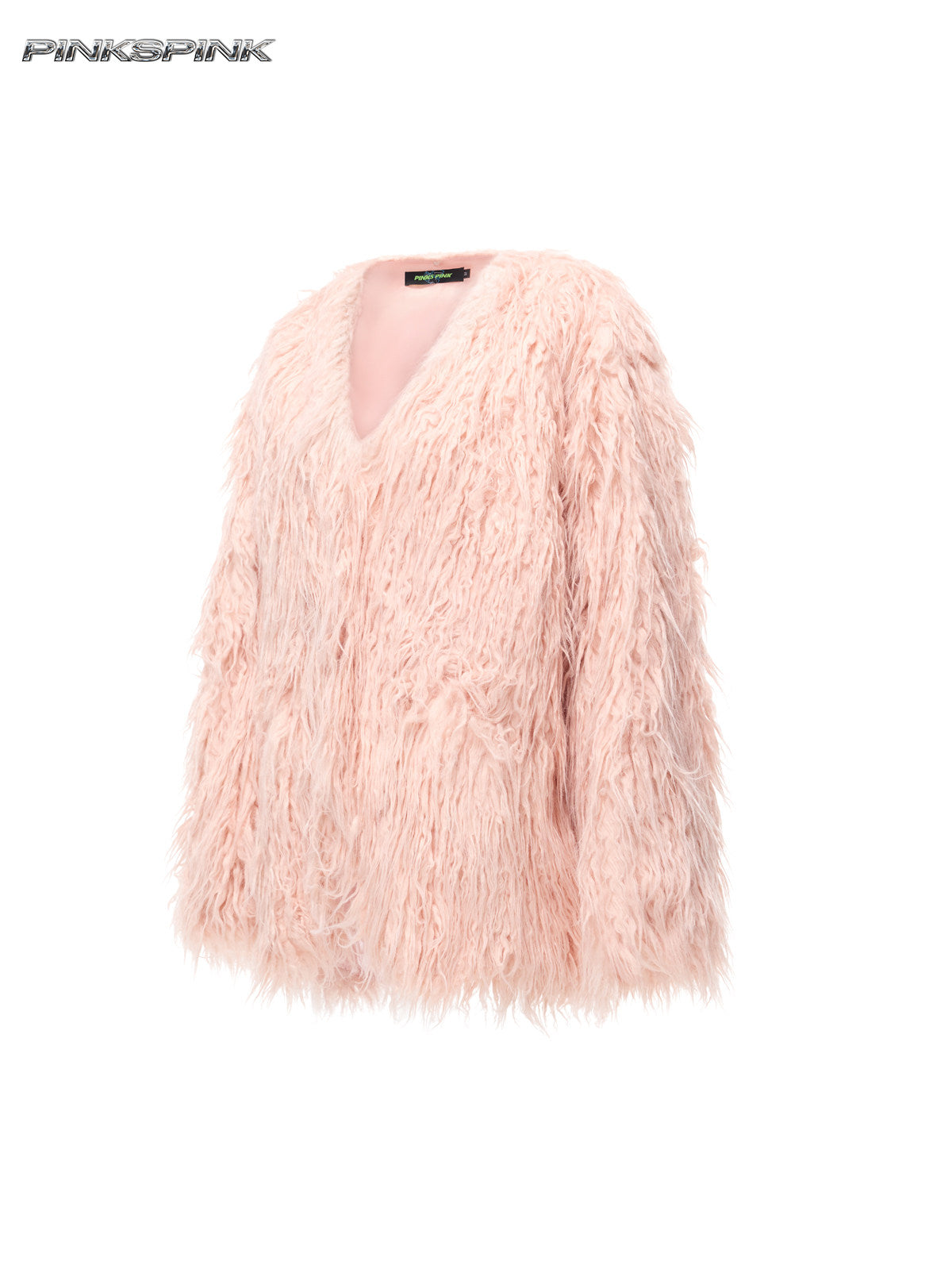 Light Blue Sheepskin V-Neck Oversized Y2K Coat