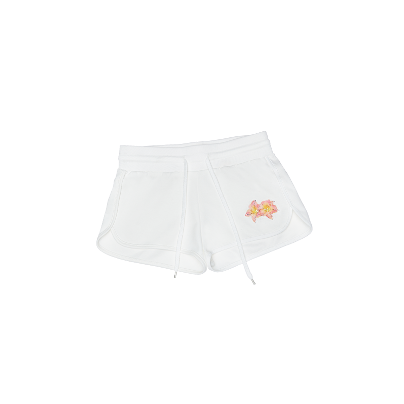 Floral Patch Embroidered Hot Diamond Athletic Shorts – Low-Rise Summer Hot Pants