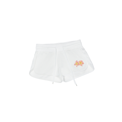 Floral Patch Embroidered Hot Diamond Athletic Shorts – Low-Rise Summer Hot Pants