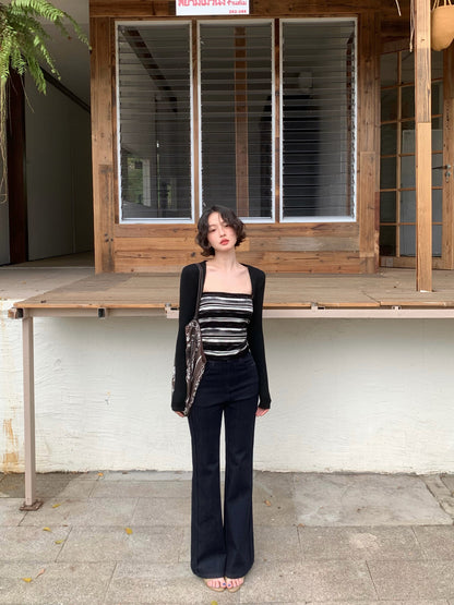 Weaving Shore Striped Cardigan & Bandeau Set