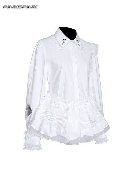 Electric Punk Ballet Lolita Lace Puff Skirt Shirt Set