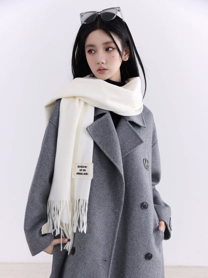 Soft Milk White Imitation Cashmere Shawl