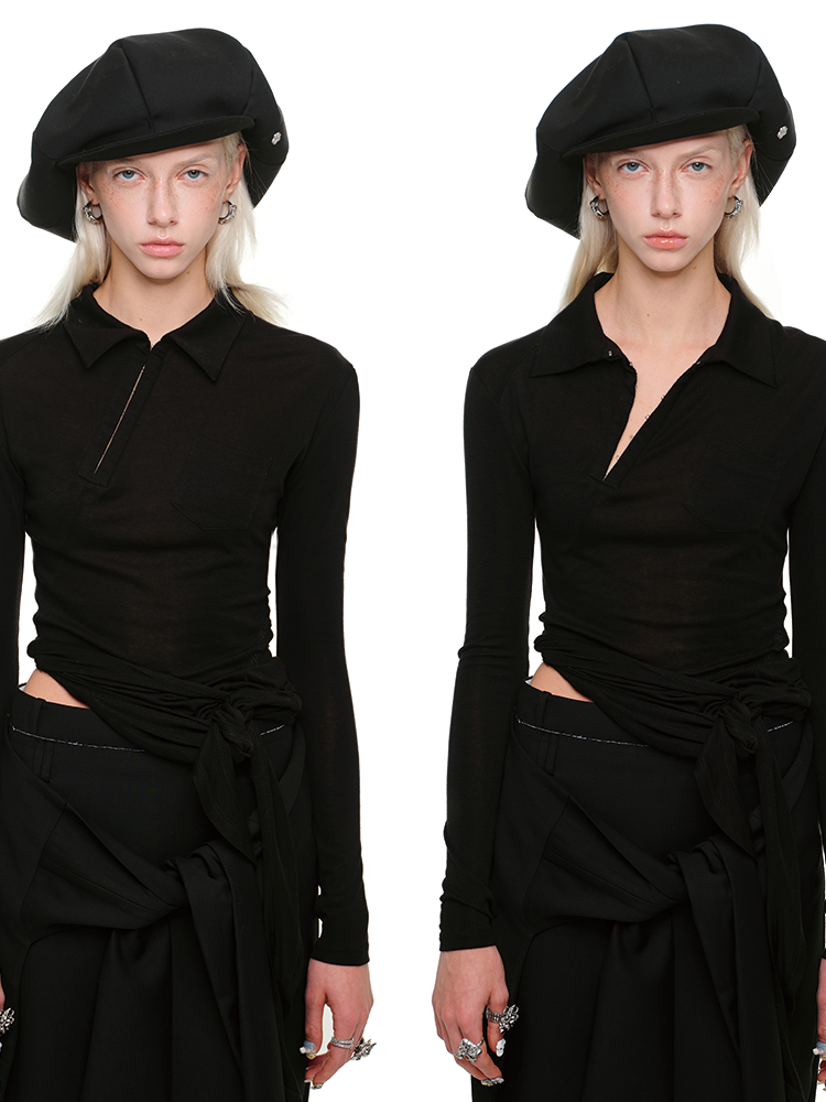 Deconstructed Polo Shirt – Irregular Hook Slim Fit Style