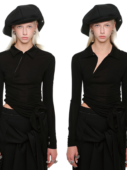 Deconstructed Polo Shirt – Irregular Hook Slim Fit Style