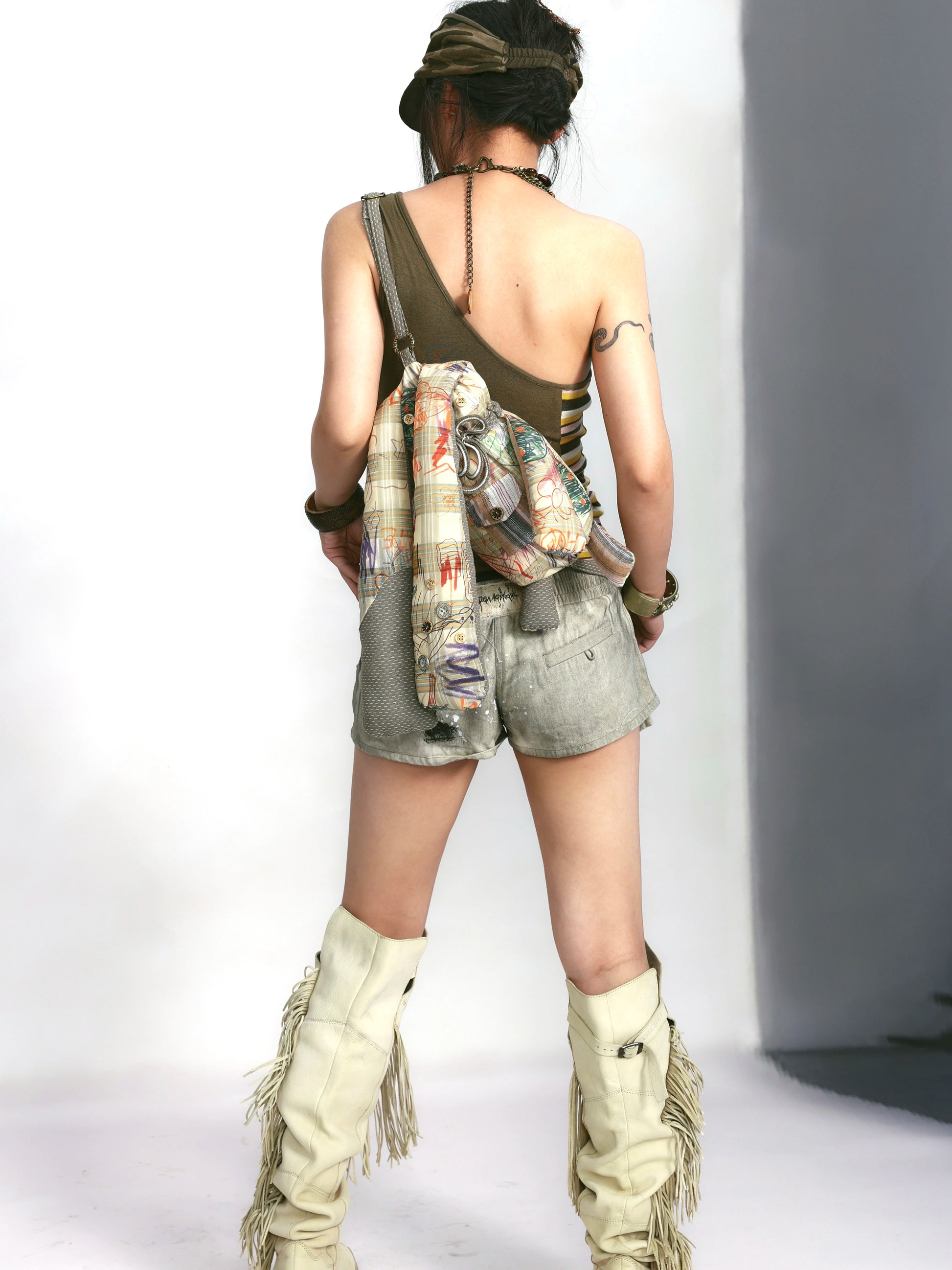 Graffiti print adjustable strap sweet cool bunny bag