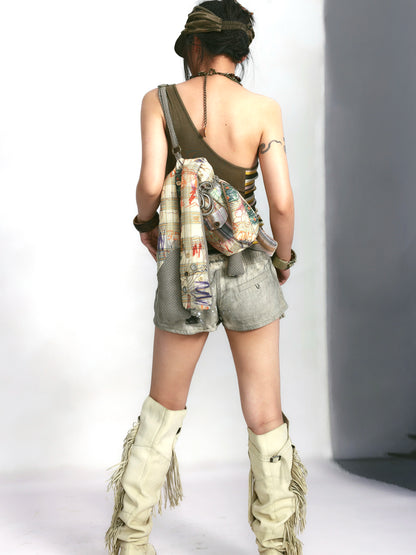 Graffiti print adjustable strap sweet cool bunny bag